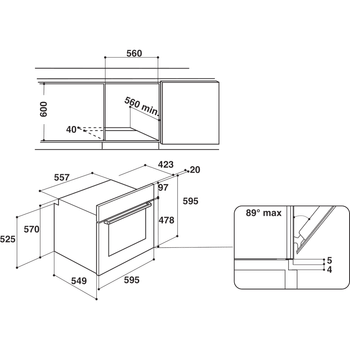 Indesit OVEN Built-in IFW 4841 C BL UK Electric A+ Technical drawing