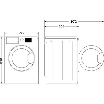 Indesit Washing machine Freestanding BWE 71452 K UK N Black Front loader E Technical drawing