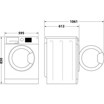 Indesit Washing machine Freestanding BWA 81485X W UK N White Front loader B Technical drawing