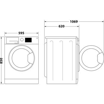 Indesit Washing machine Freestanding BWE 101685X W UK N White Front loader B Technical drawing