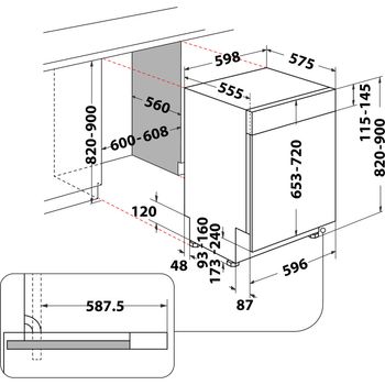 Indesit-Dishwasher-Built-in-I3B-L626-UK-Half-integrated-E-Technical-drawing