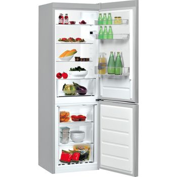 Indesit-Fridge-Freezer-Freestanding-LI8-S2E-S-UK-Silver-2-doors-Perspective-open