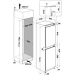 Indesit Fridge Freezer Built-in E IB 150502 D UK White 2 doors Technical drawing