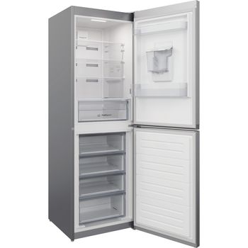 Indesit Fridge Freezer Freestanding IBTNF 60182 S AQUA UK Silver 2 doors Perspective open