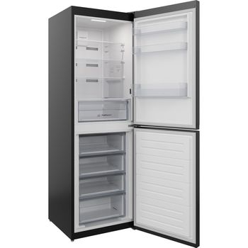 Indesit Fridge Freezer Freestanding IBTNF 60182 B UK Black 2 doors Perspective open