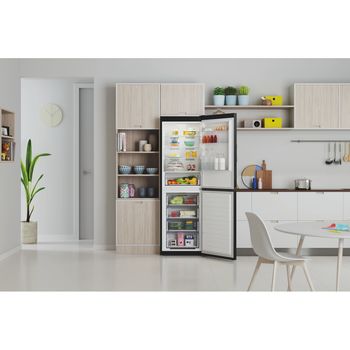 Indesit Fridge Freezer Freestanding IBTNF 60182 B UK Black 2 doors Lifestyle frontal open