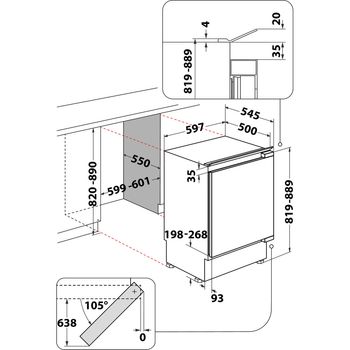 Indesit Freezer Built-in INBUFZ011.UK Steel Technical drawing