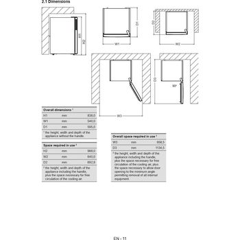 Indesit Refrigerator Freestanding I55RM 1120 W UK White Technical drawing