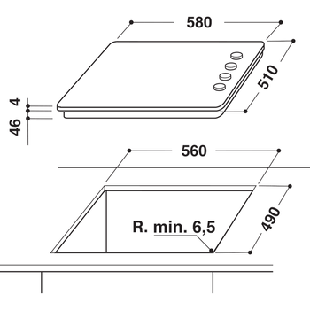 Indesit HOB RI 860 C Black Radiant vitroceramic Technical drawing