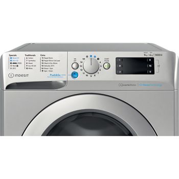 Indesit Washer dryer Freestanding BDE 96436 SV UK Silver Front loader Control panel