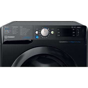 Indesit Washer dryer Freestanding BDE 96436 KV UK Black Front loader Control panel