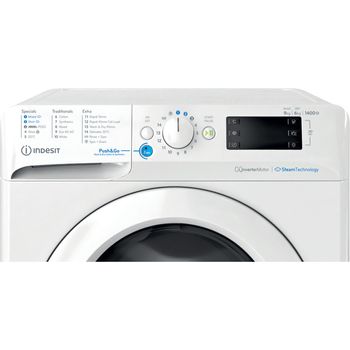 Indesit Washer dryer Freestanding BDE 96436 WV UK White Front loader Control panel