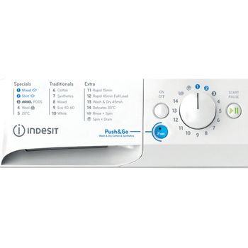Indesit Washer dryer Freestanding BDE 86436 WV UK White Front loader Program