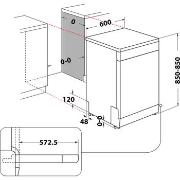 Indesit Dishwasher Freestanding D2F HK26 B UK Freestanding E Technical drawing