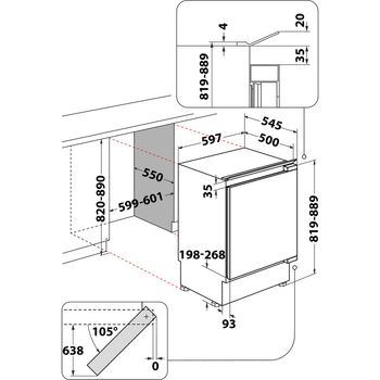 Indesit Refrigerator Built-in INBUL011.UK Steel Technical drawing