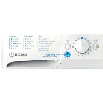 Indesit Washer dryer Freestanding BDE 96436 WKV UK White Front loader Program