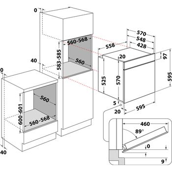 Indesit OVEN Built-in IO 232H X UK Electric A Technical drawing