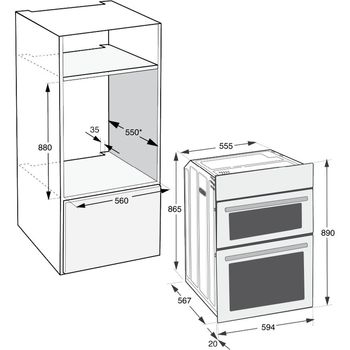 Indesit-Double-oven-DII-10D-B-Black-A-Technical-drawing